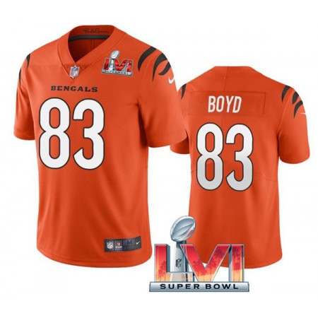 Tröjor Cincinnati Bengals Tyler Boyd 83 Orange 2022 Super Bowl LVI Vapor Limited - Män Tröjor Cincinnati Bengals Tyler Boyd 83 Orange 2022 Super Bowl LVI Vapor Limited - Män
